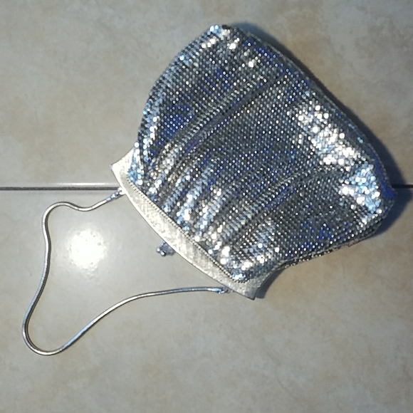 Whiting and Davis Chain mesh link sparkling silver tiny purse bag
